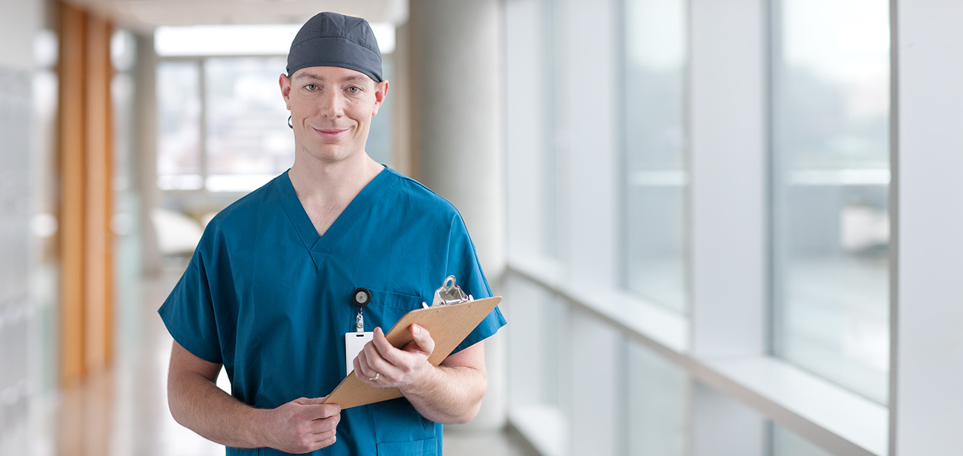 A nurse with a clipboard