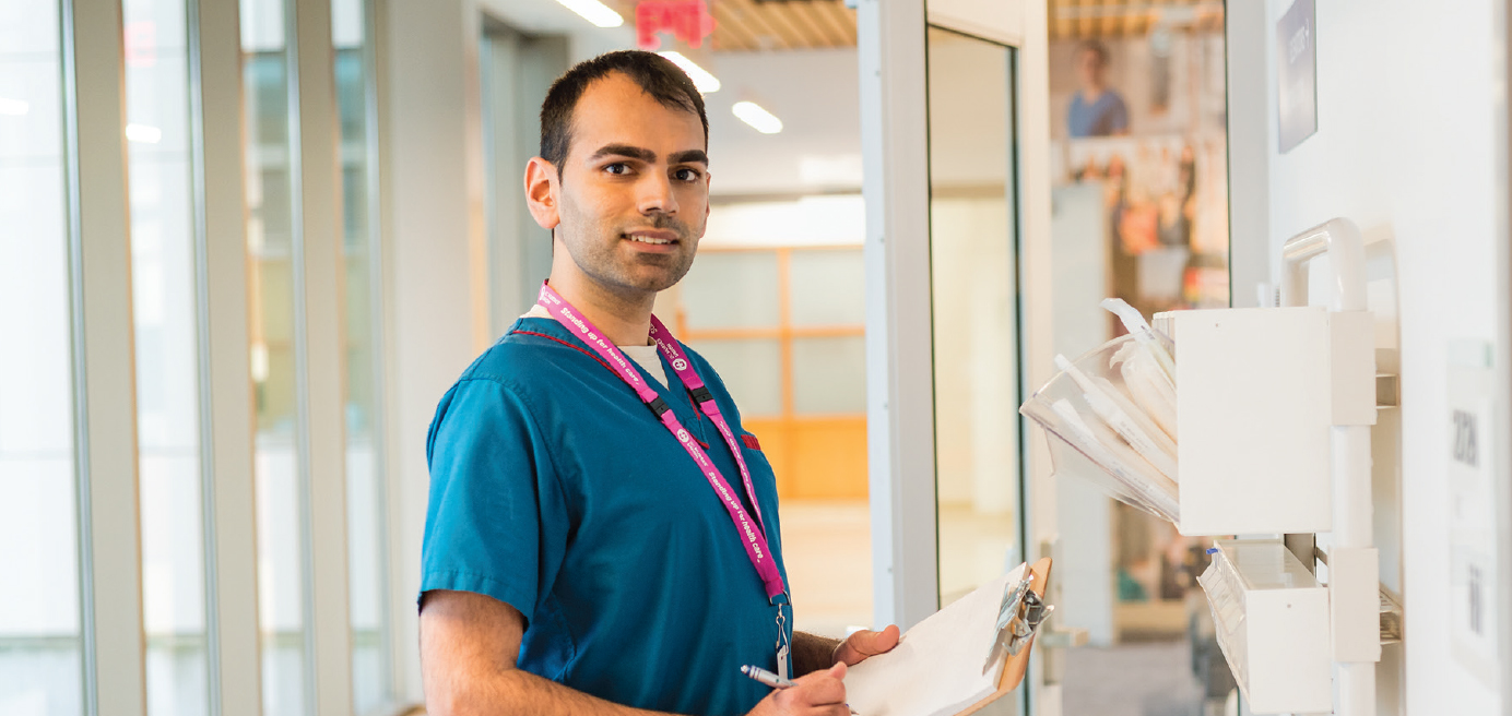 Male nurse in hallway station