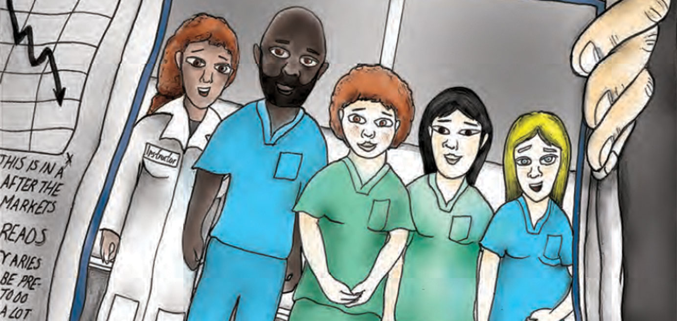 Illustration of a group of diverse health care members
