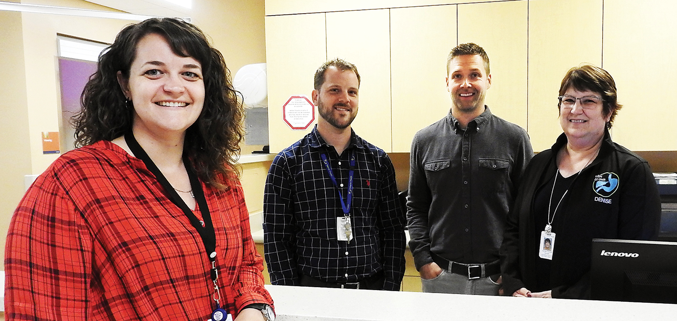 From left: Photo of Kelowna General Hospital's Jordona Hubber,  Human Resource Business Partner Cory Burnett, Disability Management Program Leader Brendan Hamilton and Ambulatory Care Manager Denise Dunton.