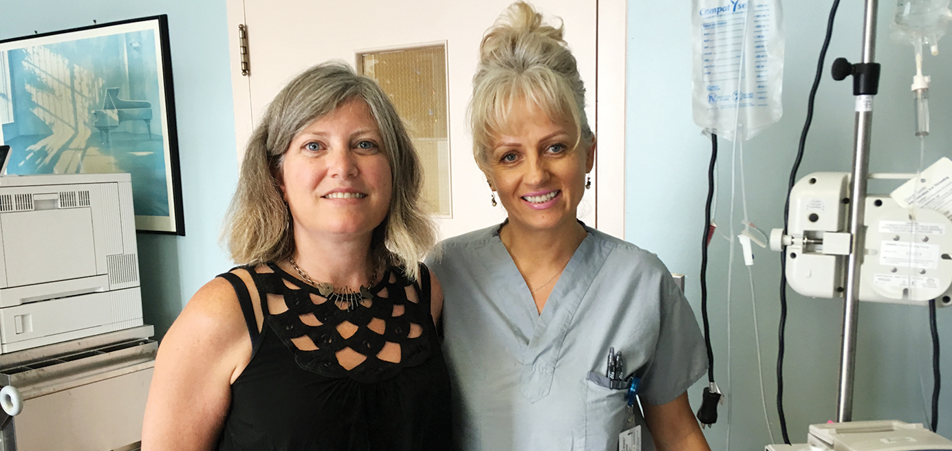 Burnaby Hospital post anesthesia care unit nurse Renata Lalonde (right) and BCNU full-time steward Tracey Hulme (left).