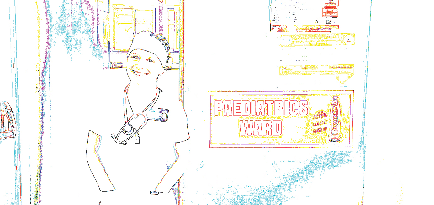 Photo illustration outline of nurse in pediatric unit