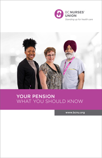 Three Nurses standing in a trio, with the text "Your pension, what you should know" below them
