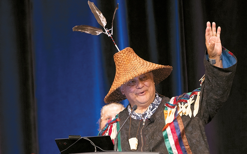Musqueam Nation Elder Martin welcomes delegates.