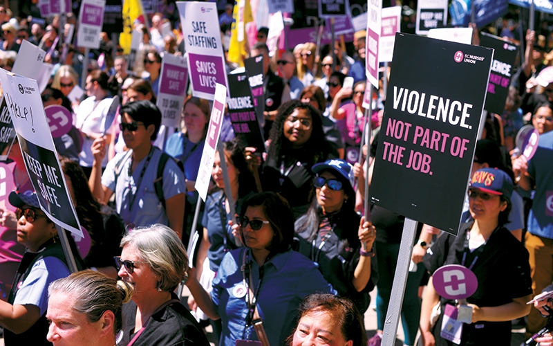 Members rally on the streets of Vancouver. 