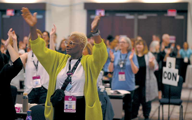 BCNU Central Vancouver member Cheryl Ebanks and others dance during a break. 