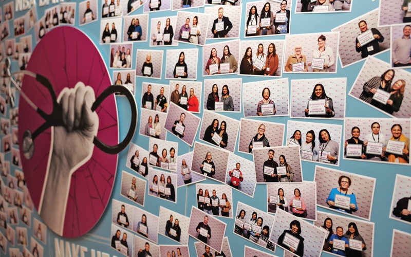  Hundreds of members who attended regional bargaining conferences posed for photographs as part of an art installation.