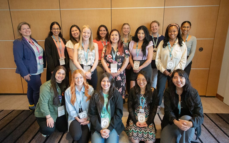 Student nurse delegates meet over lunch on day one of convention.