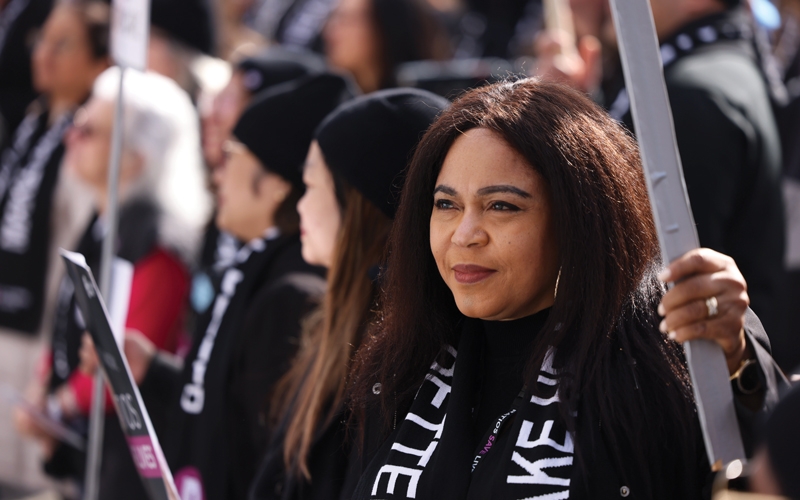 Simon Fraser delegate Queen Idanwekhai during the rally. 