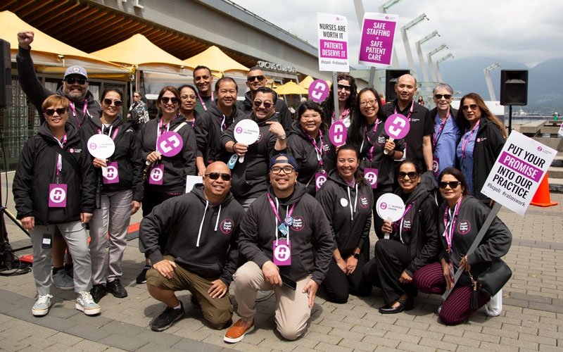 BCNU South Fraser Valley region members at Jack Poole Plaza