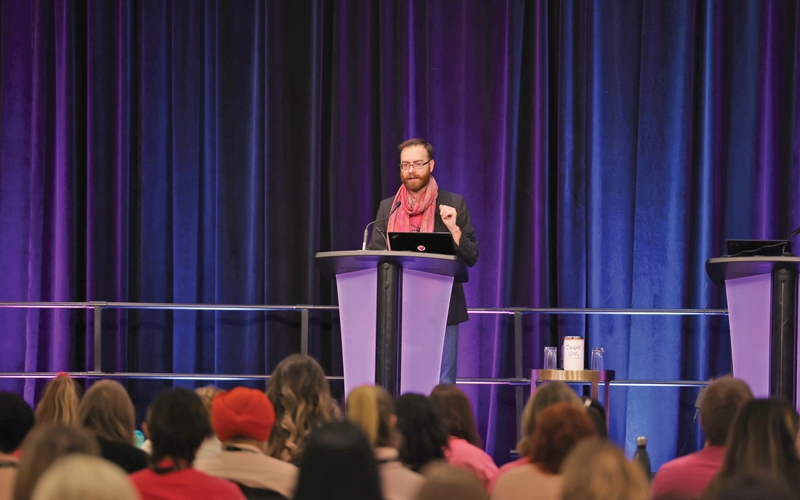 BCNU Vice President Tristan Newby speaks to delegates.