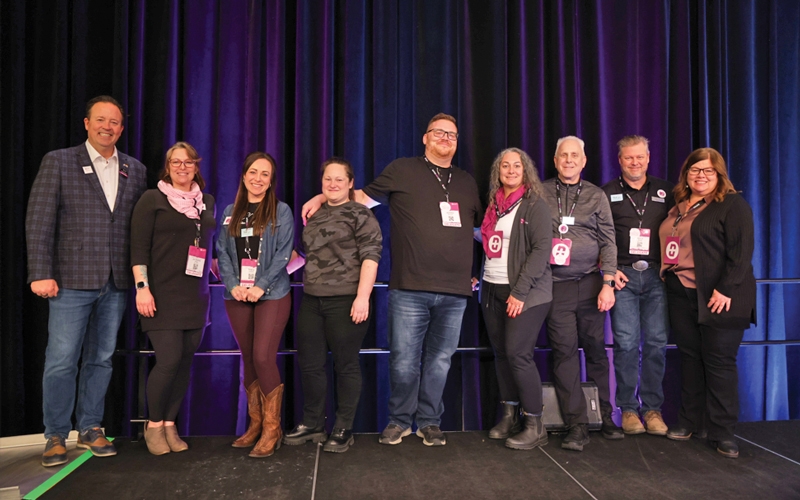 BCNU CEO Jim Gould with NBA Bargaining Committee members Jo-Anna Haner, Tracy Gadsby, Carly Koeppen, Jereme Bennett, Candi DeSousa, Roy Hansen, Scott Duvall, and President Gear.