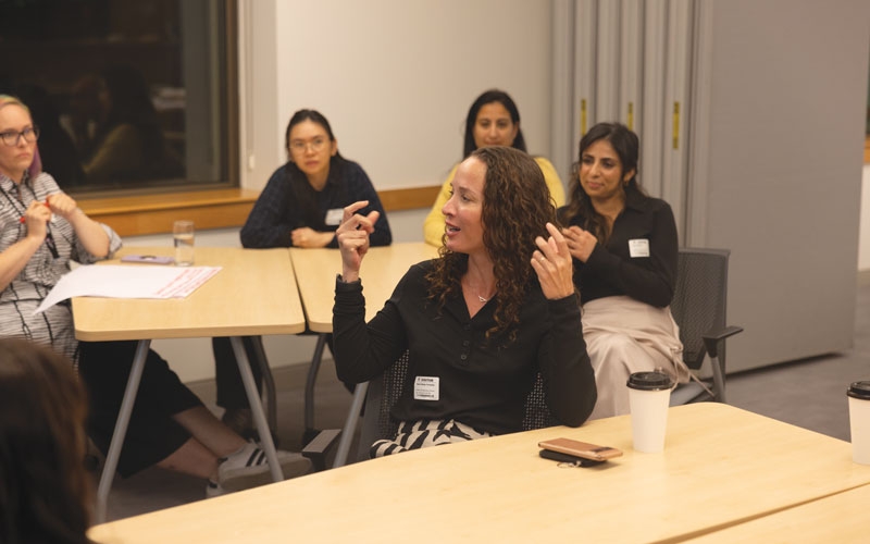 SHARED EXPERIENCES BCNU Central Vancouver region member Fernanda Soares Feitosa in a group discussion.