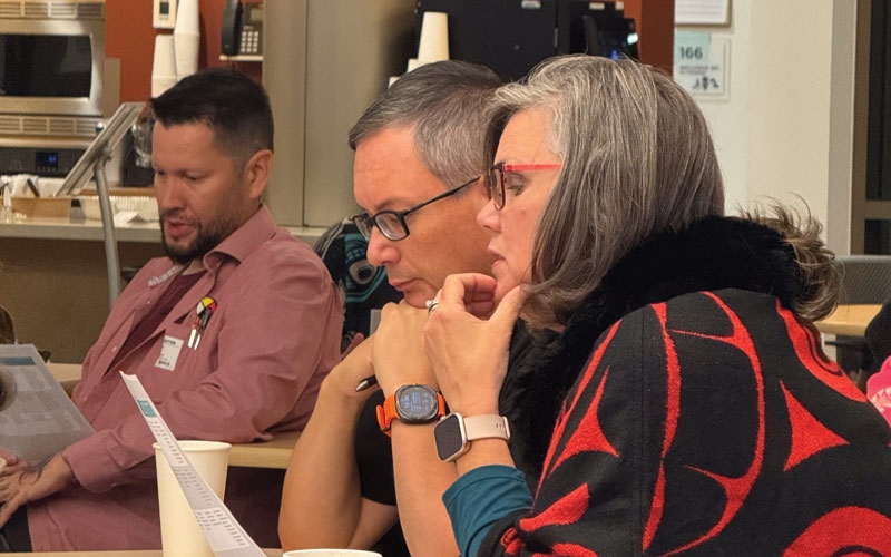 TRUTH AND RECONCILIATION BCNU Pacific Rim region Indigenous Leadership Circle representative Charlene Copley, Okanagan Similkameen region ILC alternate Topher Hansen and BCNU Fraser Valley region member Jarek Blak.
